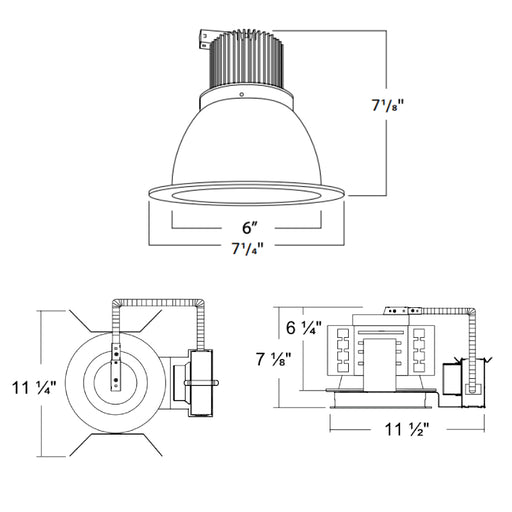 Rayon RBC6-FN 6" 29W/39W/48W Builders Plus LED Commercial Downlight New Construction Fixed Wall Wash, Lumens & 5CCT Selectable, 120-277V