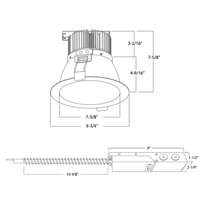 Rayon RBC8-FR 8" 9W/12W/18W/25W/29W Builders Plus LED Commercial Downlight Remodel/Retrofit, Lumens & 5CCT Selectable, 120-277V