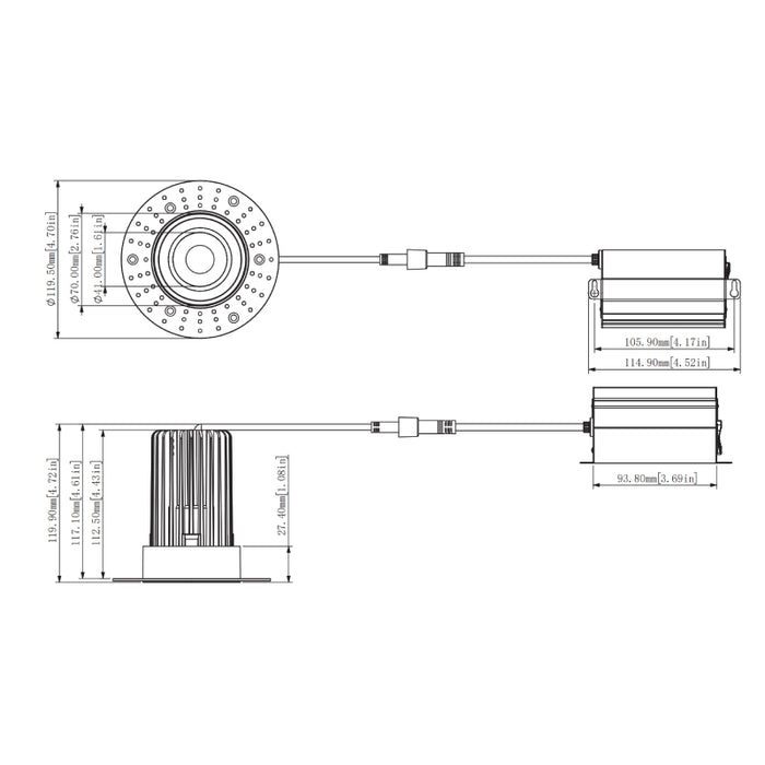 Westgate RD3TL 3" LED Round Trimless Recessed Downlight, 5CCT Selectable