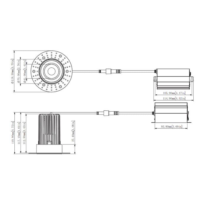 Westgate RD4TL 4" LED Round Trimless Recessed Downlight, 5CCT Selectable