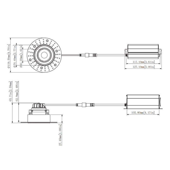 Westgate RDG3TL 3" LED Round Gimbal Trimless Recessed Downlight, 5CCT Selectable