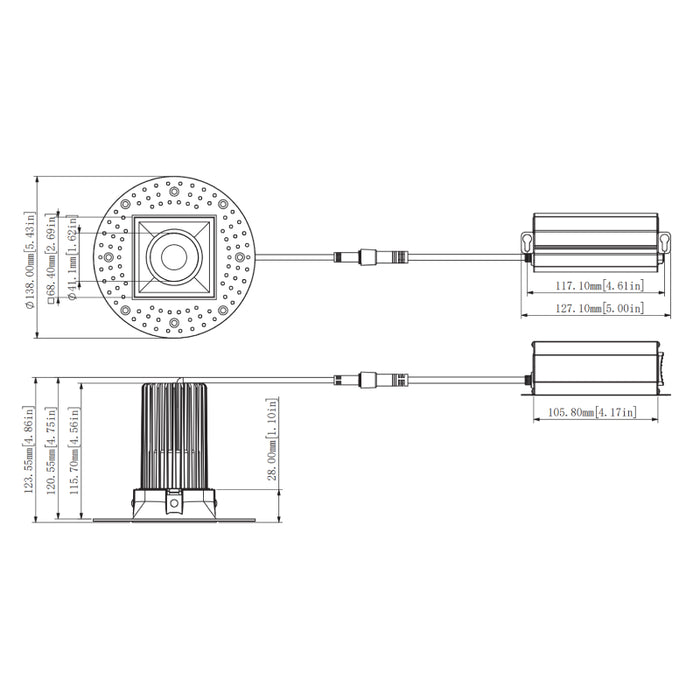 Westgate RDS2TL 2" LED Square Trimless Recessed Downlight, 5CCT Selectable