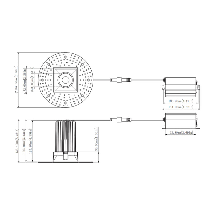 Westgate RDS3TL 3" LED Square Trimless Recessed Downlight, 5CCT Selectable