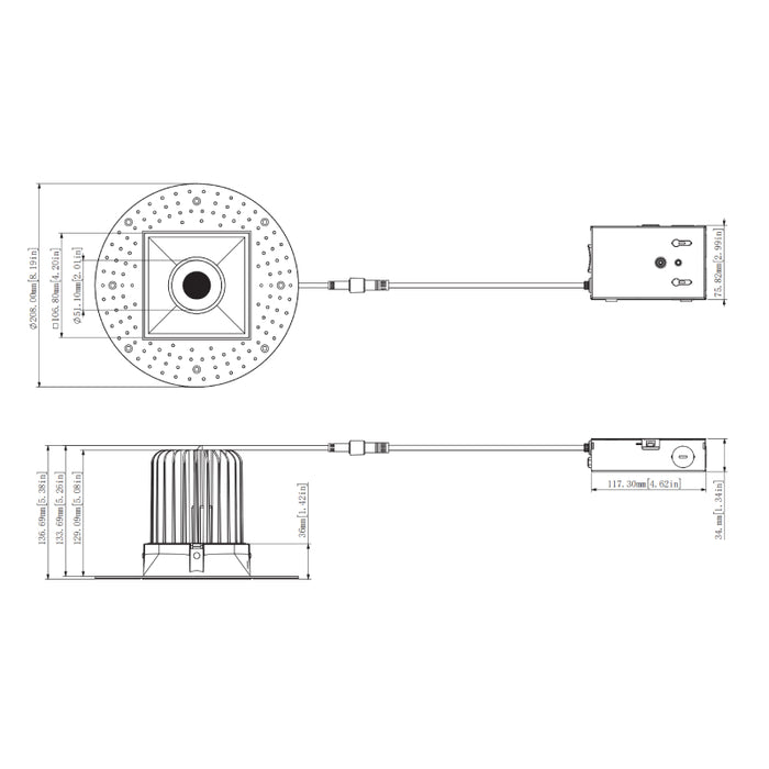 Westgate RDS4TL 4" LED Square Trimless Recessed Downlight, 5CCT Selectable