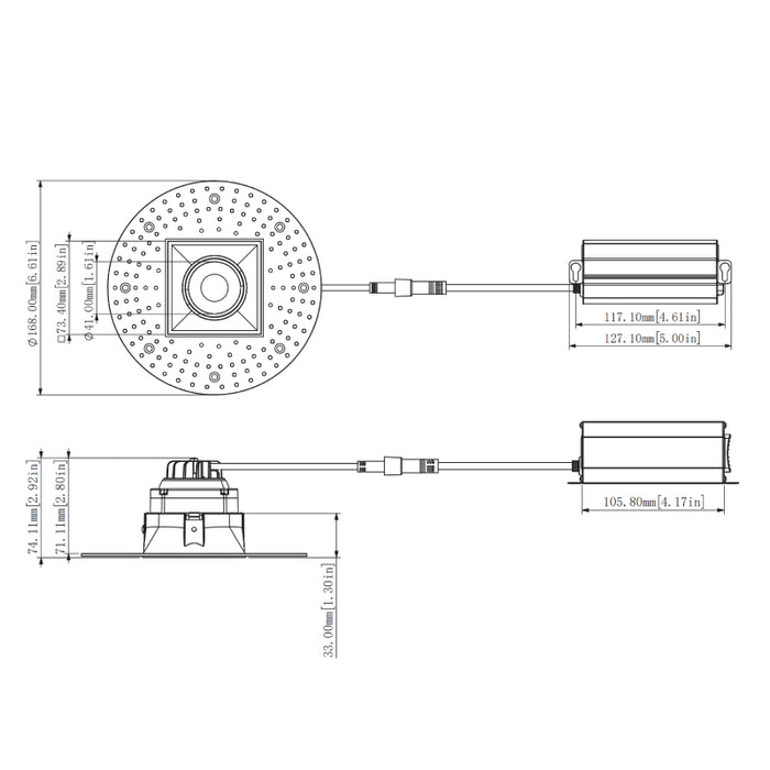 Westgate RDSG3TL 3" LED Square Gimbal Trimless Recessed Downlight, 5CCT Selectable