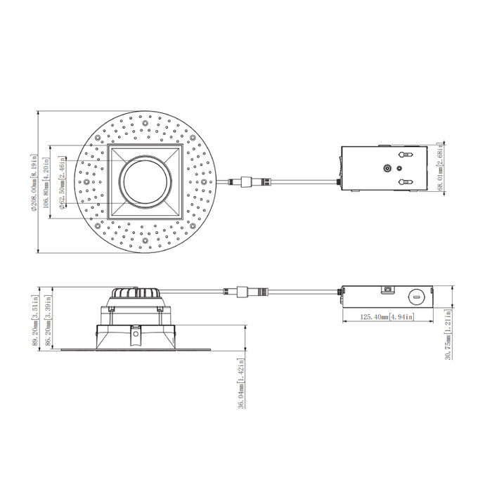 Westgate RDSG4TL 4" LED Square Gimbal Trimless Recessed Downlight, 5CCT Selectable