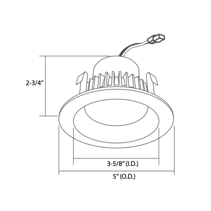 Rayon REC4R 4" 14W Builders Plus Economy LED Recessed Downlight, 5CCT Selectable, 1000lm, 120V