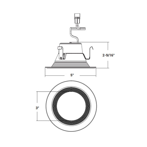 Elite REL438-ML-CCT 4" LED Retrofit Baffle Downlight, 5CCT & 3 Lumens Selectable,120V Triac Dimming, 90CRI, White Baffle/ White Ring