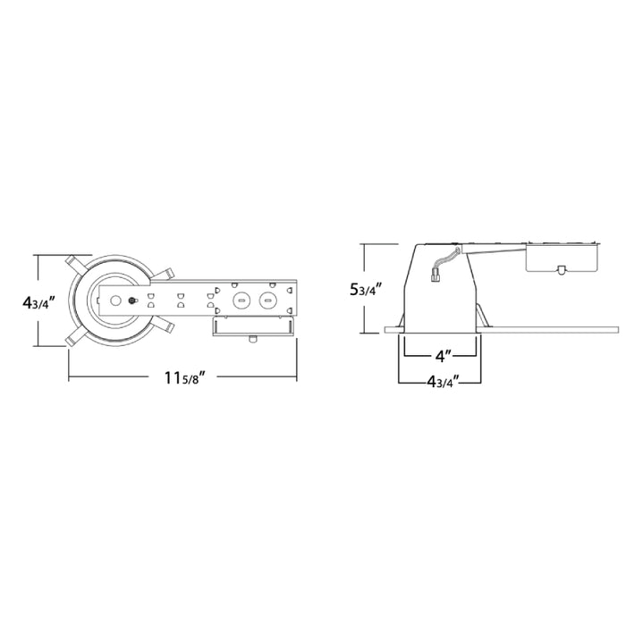 Rayon RHL4R-ICAT 4" IC Air-Tight Remodel LED Housing, Triac/ELV, 120V