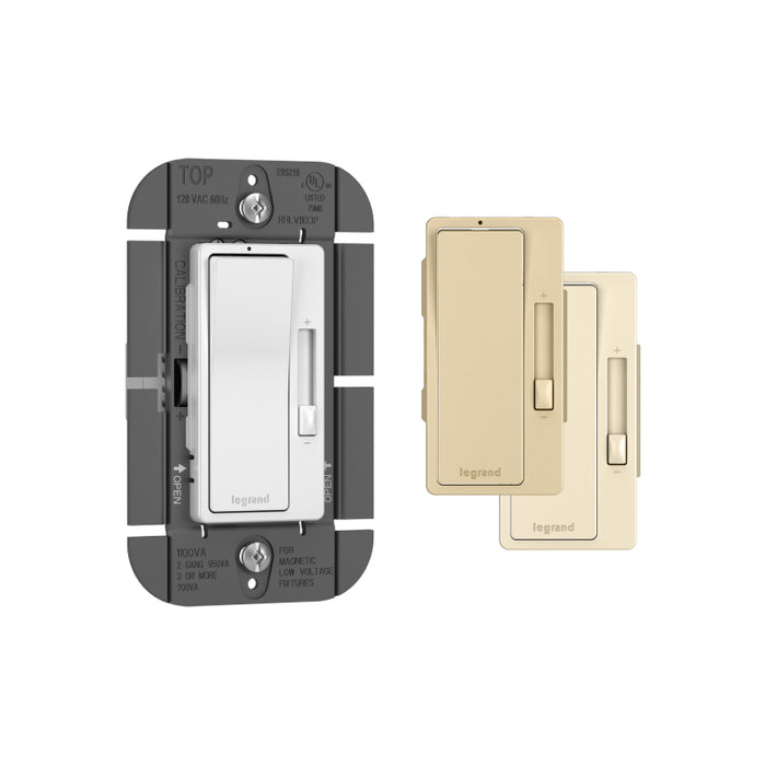 Wattstopper RHLV1103P Radiant Magnetic Low Voltage Single Pole/3-Way Preset Dimmer, 1100VA - Tri Color