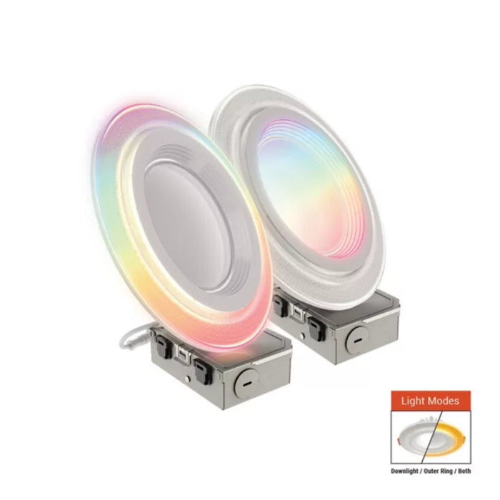 Halo RLWZDZC6 6" LED Dual Zone Smart Wi-Fi Recessed Canless Downlight Connected by WiZ Pro, 1000 Lumen, 120V