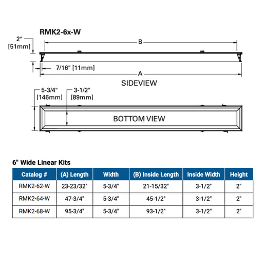 Metalux RMK2-64-W 6" x 4' Regress Mount Kit