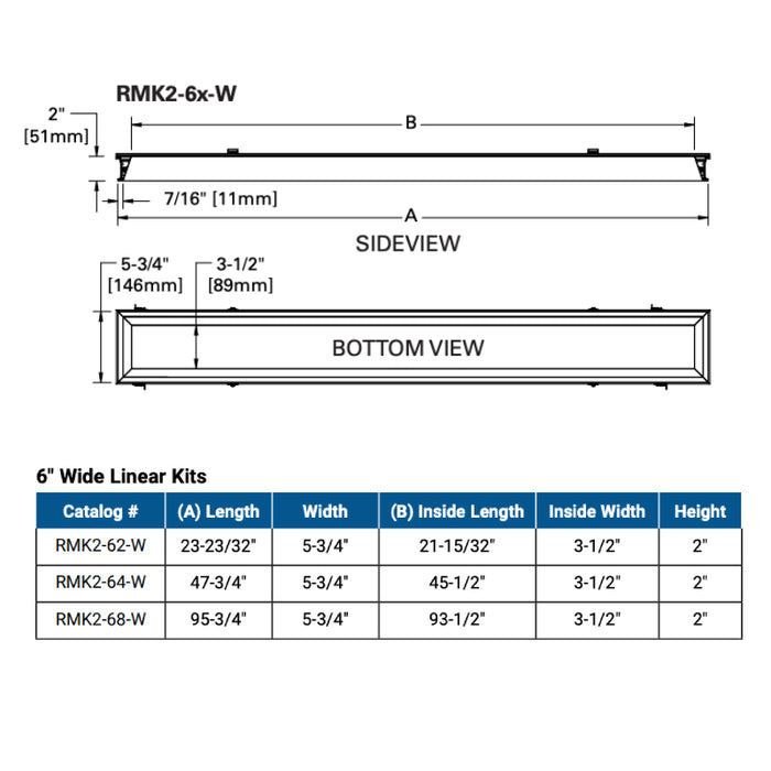 Metalux RMK2-68-W 6" x 8' Regress Mount Kit