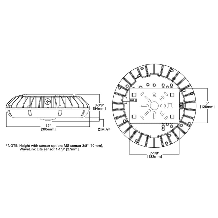 Lumark RPGC 31W/49W/63W LED Round Canopy Light, Motion Sensor for Dimming Operation