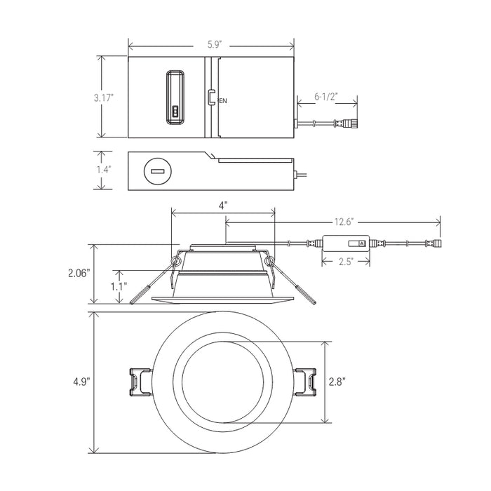 Elite RPL428 4" Round Smooth Reflector LED Downlight, Lumens & CCT Selectable