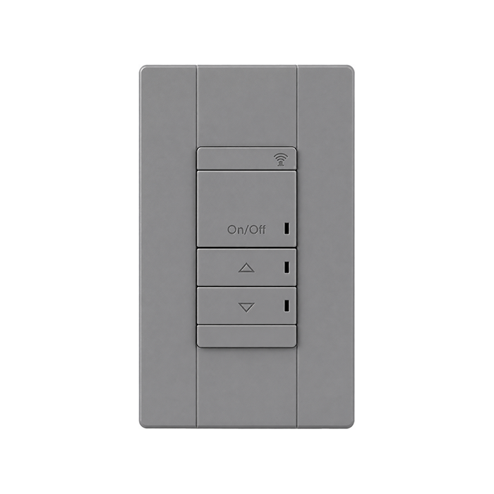 nLight AIR RPODBA DX Battery-Powered Wall Switch, Single Pole, On/off + Raise/Lower Control, Generation 2 - Gray
