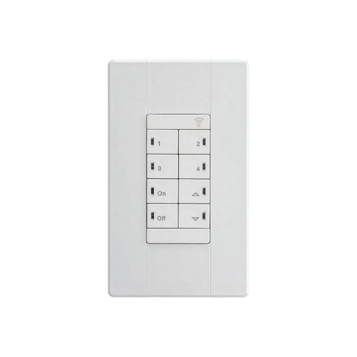 nLight RPODLA 4S DX MVOLT AIR Wireless Line Powered Wall Switch, 4 Scene Control, On/off + Raise/Lower Control, 120-277V, White, Generation 2