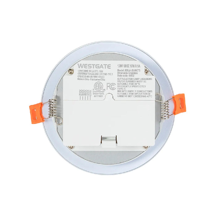 Westgate RSL4-JB 4" LED Slim Snap-In Recessed Light with J-Box, CCT Selectable