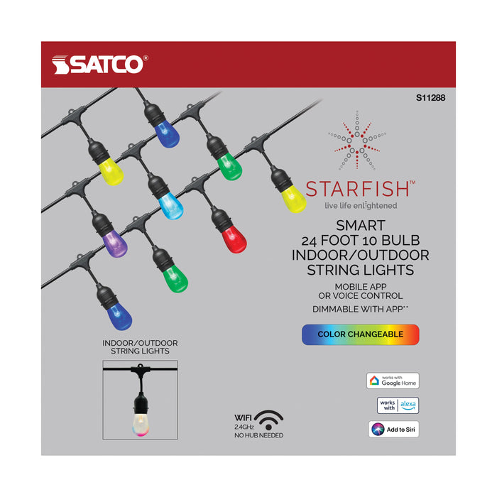 Satco S11288 Starfish WIFI Smart LED Indoor/Outdoor 24-ft 10 Lamps String light