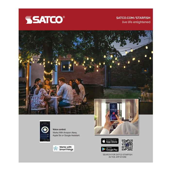 Satco S11292 Starfish Smart LED Tunable White  24-ft 12 Lamps LED String light Indor/Outdoor