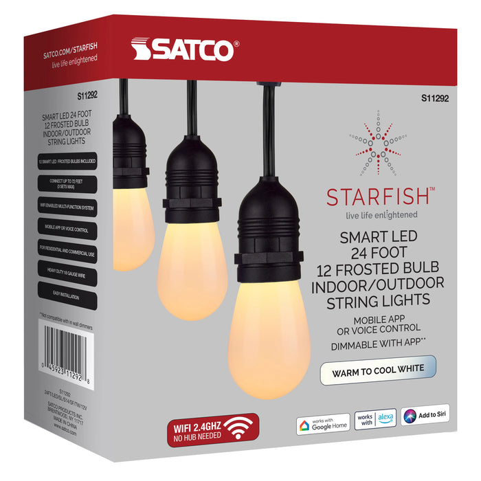 Satco S11292 Starfish Smart LED Tunable White  24-ft 12 Lamps LED String light Indor/Outdoor