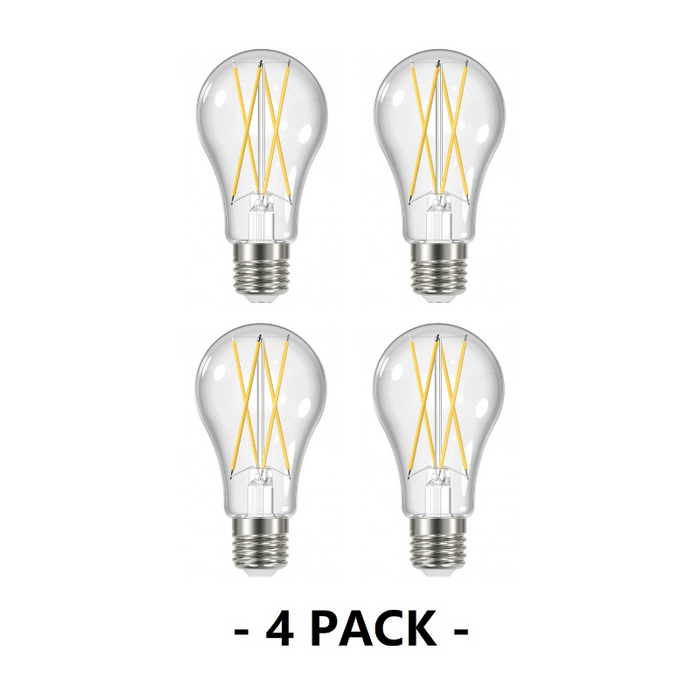 Satco S11513 12W A19 Dimmable LED Filament Bulb, E26 Base, 2700K, Clear, 4-Pack