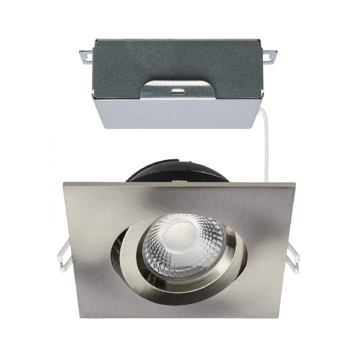 Satco S11621R1 4" 12W LED Square Direct Wire Downlight, CCT Selectable-Brushed Nickel