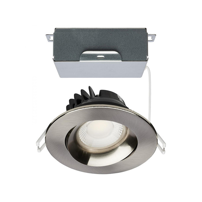 Satco 3.5" 12W LED Round Direct Wire Downlight Gimbaled, CCT Selectable - Brushed Nickel