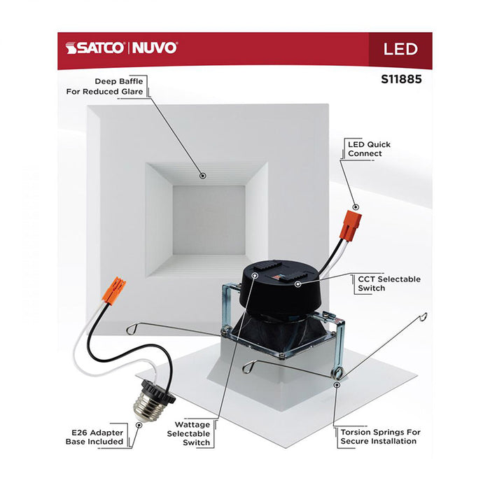 Satco S11885 5"/6" 8W/10.5W/13.5W LED Downlight Retrofit, CCT Selectable