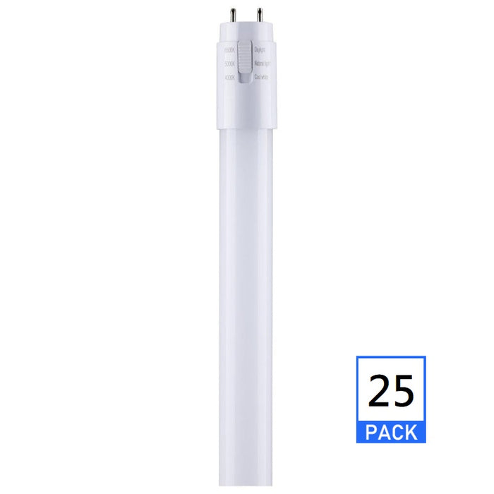 Satco S11928 10W LED T8 Lamp, G13 Medium Bi Pin Base, CCT Selectable, 25-Pack