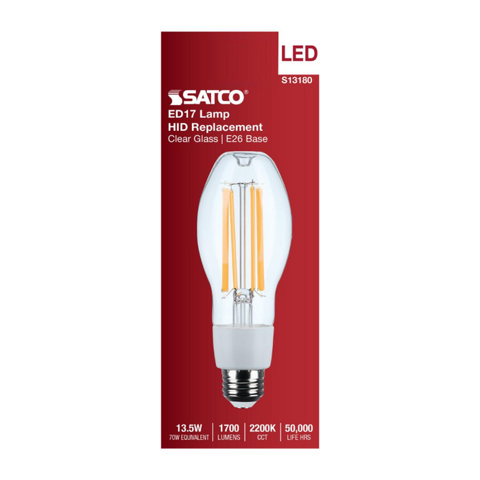 Satco S13180 13.5W LED HID, ED17, 2200K, E26 Base, 120-277V, Type-B