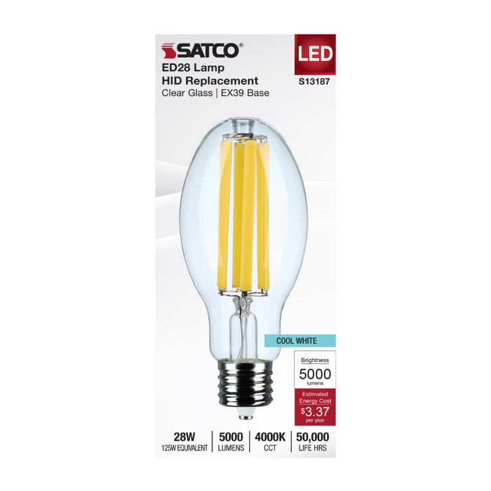 Satco S13187 28W LED HID, ED28, 4000K, EX39 Base, 120-277V, Type-B