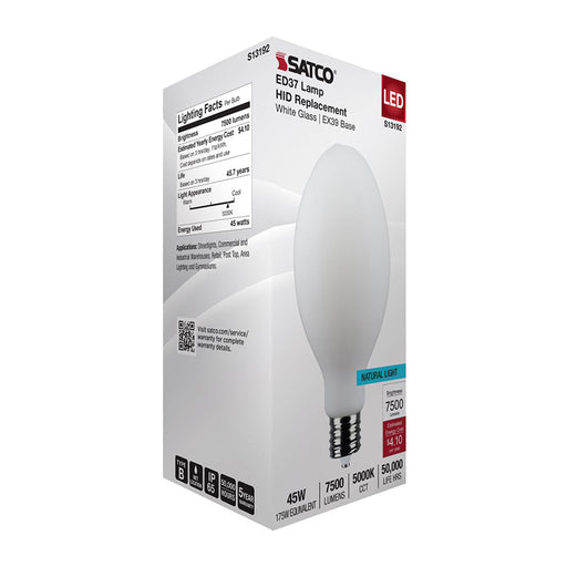 SATCO S13192 45W LED HID, ED37, 5000K, EX39 Base, 120-277V