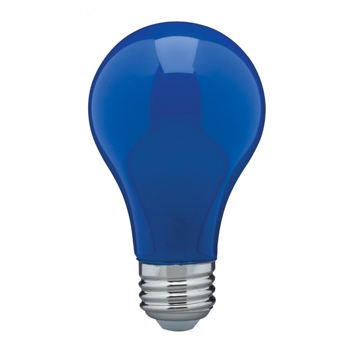Satco S14985 8W A19 LED Color Bulb, Dimmable , Blue, 6-Pack