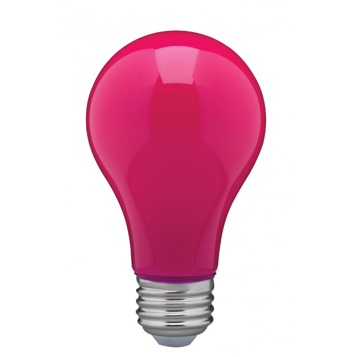 Satco S14989 8W A19 LED Color Bulb, Dimmable, Pink, 6-Pack