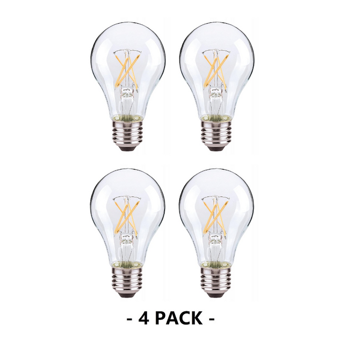 Satco S21712 5W A19 Dimmable LED Filament Bulb, E26 Base, 2700K, Clear, 4-Pack