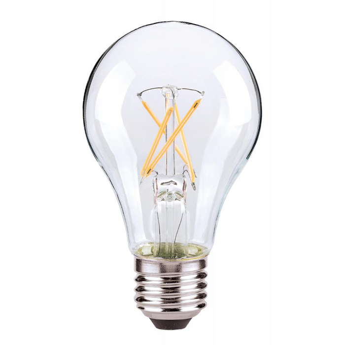 Satco S21713 7.5W A19 Dimmable LED Filament Bulb, E26 Base, 2700K, Clear, 4-Pack