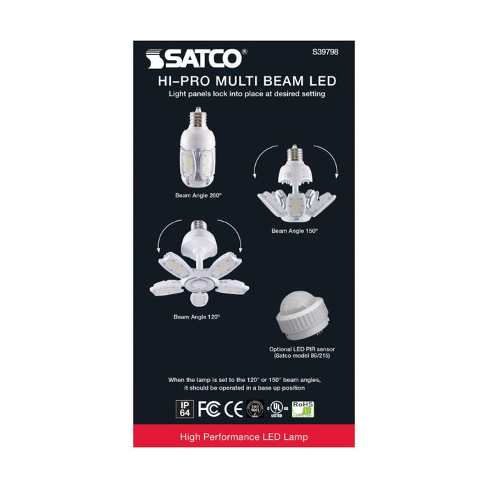 Satco S39798 40W LED HID Replacement, Corncob; 2700K; Mogul Extended Base; 120-277V; Type B; Adjustable Beam