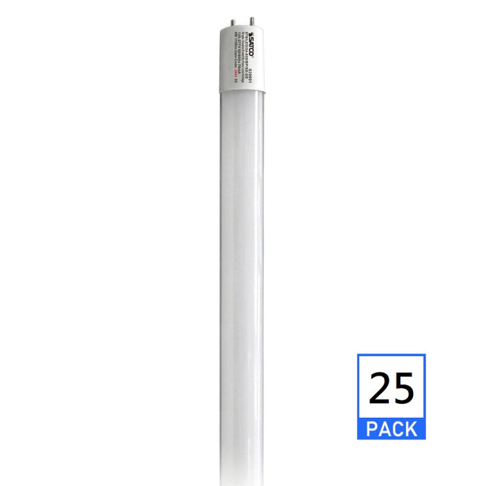 Satco S39901 9W 24'' T8 LED Linear Bulb, 3500K, 25-Pack, Ballast Bypass, 120-277V
