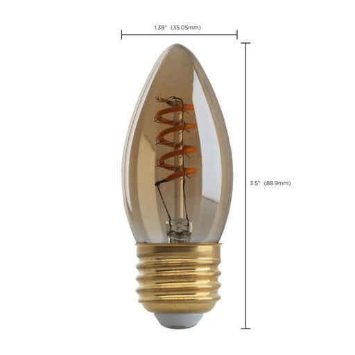 Satco S9970 2.3W B10 LED Spiral Bulb, E26 Base, 2000K