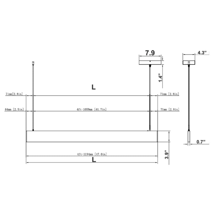 Westgate SCSL-UD-AP 4-ft 20W/23W/26W/29W LED Architectural Slim Up & Down Linear Light, Optic Lens, 5CCT Selectable, 120-277V