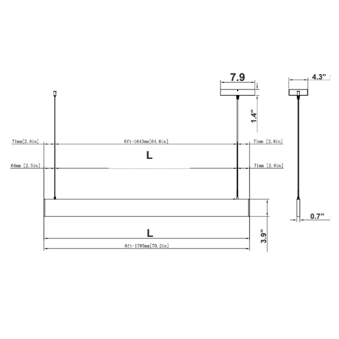 Westgate SCSL-UD-AP 6-ft 30W/34W/37W/40W LED Architectural Slim Up & Down Linear Light, Optic Lens, 5CCT Selectable, 120-277V