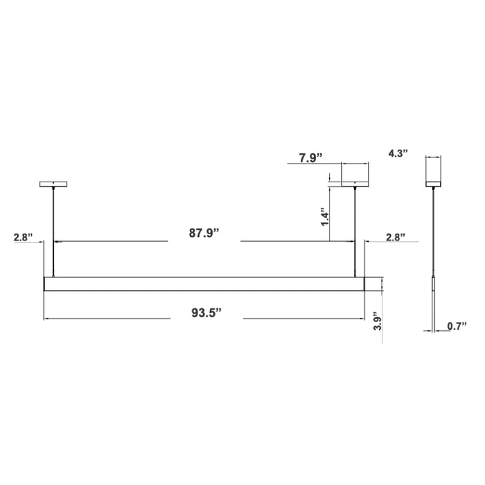 Westgate SCSL-UD-AP 8-ft 40W/46W/52W/60W LED Architectural Slim Up & Down Linear Light, Optic Lens, 5CCT Selectable, 120-277V