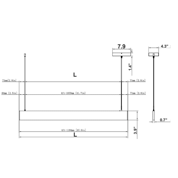 Westgate SCSL-UD 4-ft 20W/23W/26W/29W LED Architectural Slim Up & Down Linear Light, 5CCT Selectable, 120-277V