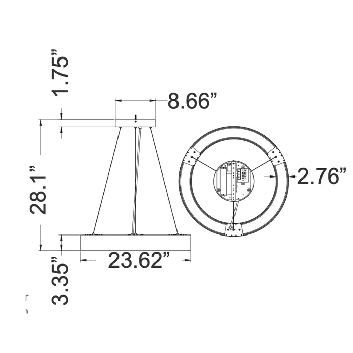 Westgate SCXCF Series LED Full Circle Up & Down Ratio Adjustable Chandelier, 4CCT & Power Selectable, 0-10V Dimming, 120-277V