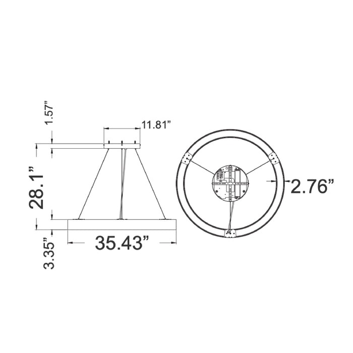 Westgate SCXCF Series LED Full Circle Up & Down Ratio Adjustable Chandelier, 4CCT & Power Selectable, 0-10V Dimming, 120-277V