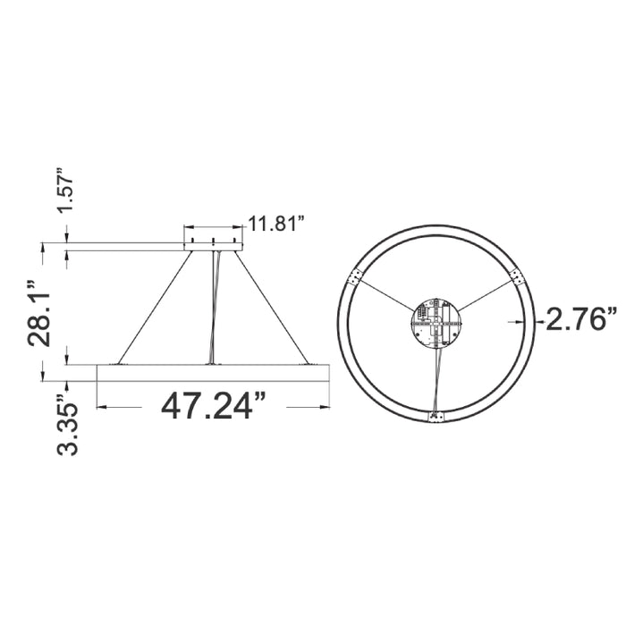 Westgate SCXCF Series LED Full Circle Up & Down Ratio Adjustable Chandelier, 4CCT & Power Selectable, 0-10V Dimming, 120-277V