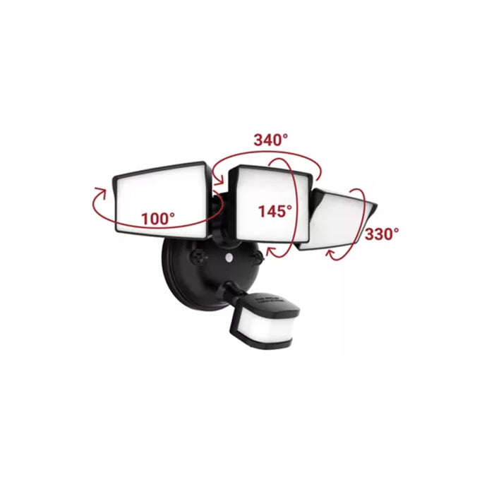 Halo SEC3HSHWM SEC Series Triple Head Motion & Security LED Floodlight, 5CCT & 4 Lumens Selectable, 120V