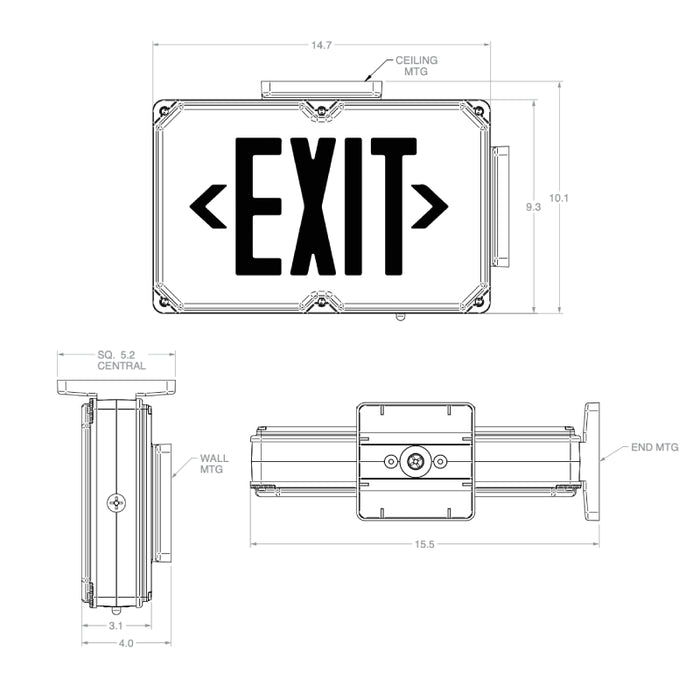 Dual-Lite SEWL Series NEMA 4X LED Exit Sign with Emergency Operation, Single Face