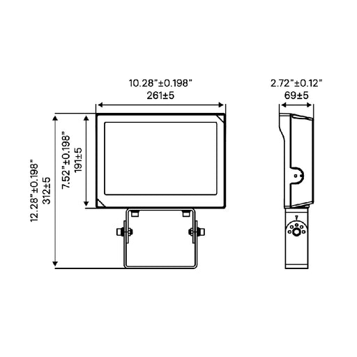 Keene SF100 60W/80W/100W LED SlimFlood Light with Photocell, 3CCT Selectable, Trunnion Mount
